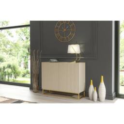 Mex Furniture LTD Sideboard Ripple 100cm - Cashmere Warm Beige Taupe Finish with Gold - thumbnail 6
