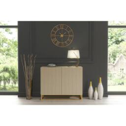 Mex Furniture LTD Sideboard Ripple 100cm - Cashmere Warm Beige Taupe Finish with Gold - thumbnail 2