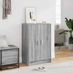 Berkfield Home Shoe Cabinet Grey Sonoma 60x35x92 cm Engineered Wood - Size: 60 x 35 x 92 cm - thumbnail 2