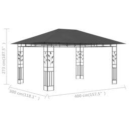 Berkfield Home Gazebo with Mosquito Net 4x3x2.73 m Anthracite 180 g/m ² in Black - thumbnail 6