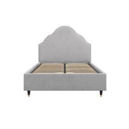 Wyld Haus Princeton Light Grey Linen Blend 5ft King Bed with Retro Headboard - thumbnail 2
