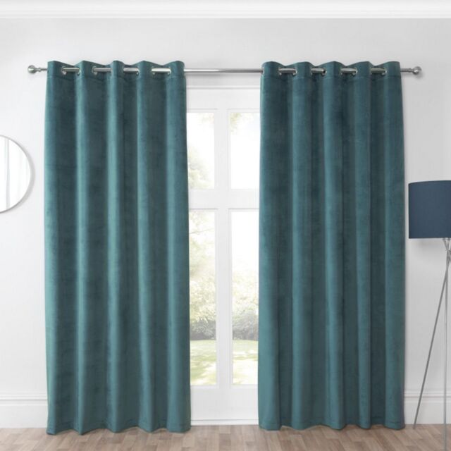 Sundour Casa Eyelet Curtains in Blue - Size: 229 cm width x 229 cm drop - image 1