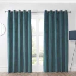 Sundour Casa Eyelet Curtains in Blue - Size: 229 cm width x 229 cm drop - thumbnail 1