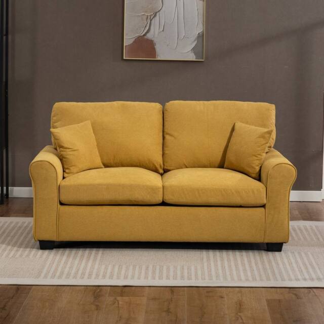 Artemis Home Lewiston Fabric Pull Out Sofabed in Yellow - Size: 3 Seater - image 1