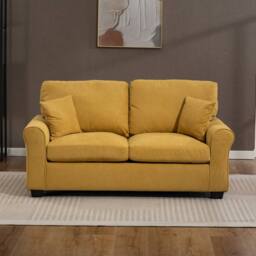 Artemis Home Lewiston Fabric Pull Out Sofabed in Yellow - Size: 3 Seater - thumbnail 1