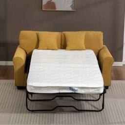 Artemis Home Lewiston Fabric Pull Out Sofabed in Yellow - Size: 3 Seater - thumbnail 4