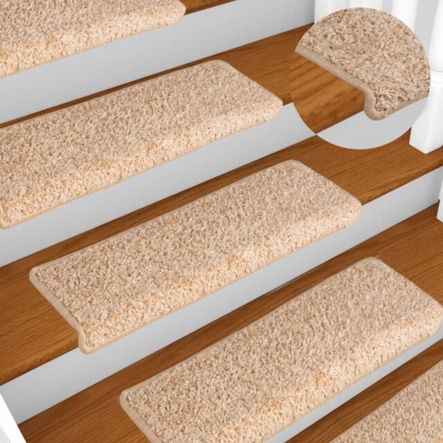 Berkfield Home Carpet Stair Treads 15 pcs 65x21x4 cm Gold - Size: Medium - image 1