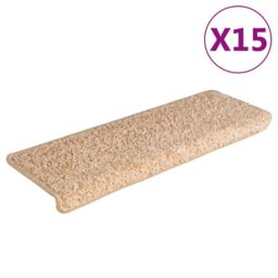 Berkfield Home Carpet Stair Treads 15 pcs 65x21x4 cm Gold - Size: Medium - thumbnail 2