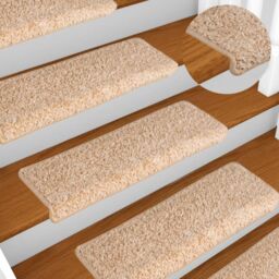 Berkfield Home Carpet Stair Treads 15 pcs 65x21x4 cm Gold - Size: Medium - thumbnail 1