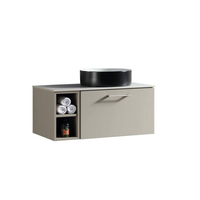 Bathroom Kingdom Piatta Soft Coffee Wall Hung Basin Vanity 800mm in Taupe - image 1