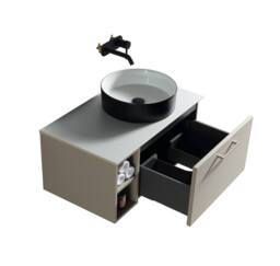 Bathroom Kingdom Piatta Soft Coffee Wall Hung Basin Vanity 800mm in Taupe - thumbnail 2