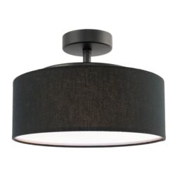 Happy Homewares Contemporary Textured Linen Fabric Semi Flush Ceiling Light Fixture in Black - thumbnail 2