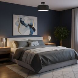Happy Homewares Contemporary Textured Linen Fabric Semi Flush Ceiling Light Fixture in Black - thumbnail 6