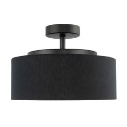 Happy Homewares Contemporary Textured Linen Fabric Semi Flush Ceiling Light Fixture in Black - thumbnail 3