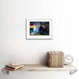 "Artery8 Wall Art Print Graffiti Easter Island Head Laser Art Black Framed 9x7 inch in White - Size: W7"" x H9""" - thumbnail 2