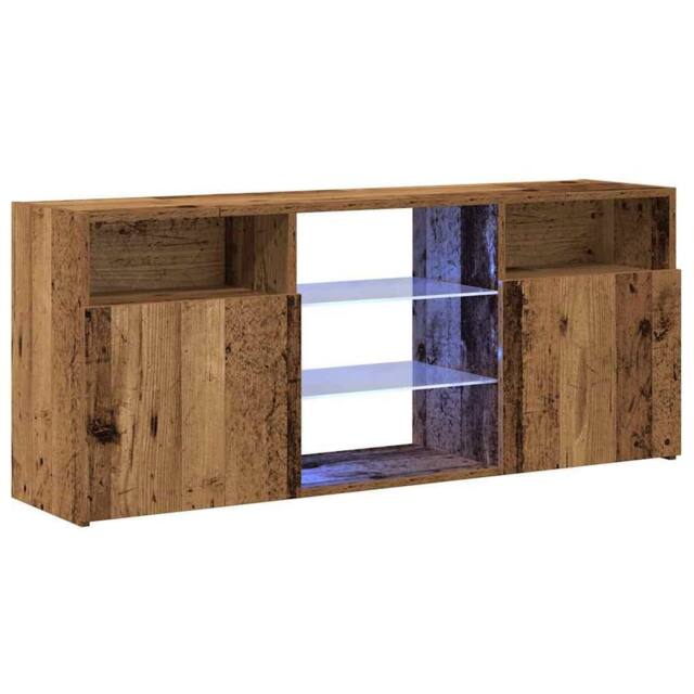 Berkfield Home TV Cabinet with LED Lights Old Wood 120x30x50 cm Engineered Wood in Brown - Size: 120 x 30 x 50 cm - image 1