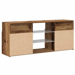 Berkfield Home TV Cabinet with LED Lights Old Wood 120x30x50 cm Engineered Wood in Brown - Size: 120 x 30 x 50 cm - thumbnail 9
