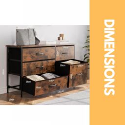 Pirlo Plush Bedroom Dresser With 5 Fabric Storage Drawers in Brown - thumbnail 4
