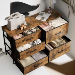Pirlo Plush Bedroom Dresser With 5 Fabric Storage Drawers in Brown - thumbnail 3