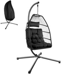 tectake Egg Chair Ariane in Black - Size: 1 Seater