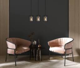Netlighting Kalula Industrial Retro 3 Light Bar Pendant Ceiling Light E27 in Black - thumbnail 2