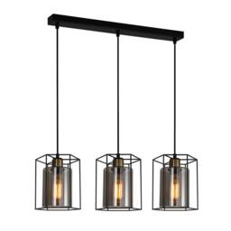 Netlighting Kalula Industrial Retro 3 Light Bar Pendant Ceiling Light E27 in Black - thumbnail 1
