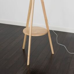 ValueLights Morrigan Free Standing Wooden Tripod Shelved Floor Lamp Base in Light Oak - thumbnail 4