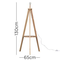 ValueLights Morrigan Free Standing Wooden Tripod Shelved Floor Lamp Base in Light Oak - thumbnail 6