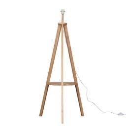 ValueLights Morrigan Free Standing Wooden Tripod Shelved Floor Lamp Base in Light Oak - thumbnail 2