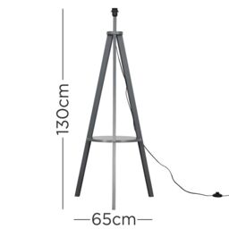 ValueLights Morrigan Free Standing Wooden Tripod Shelved Floor Lamp Base in Light Oak - thumbnail 7