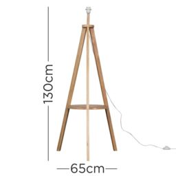 ValueLights Morrigan Free Standing Wooden Tripod Shelved Floor Lamp Base in Light Oak - thumbnail 5
