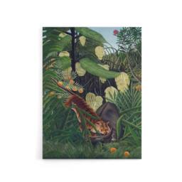 "Artery8 Fight between a Tiger & a Buffalo Rousseau Canvas Wall Art in Green - Size: W18"" x H24""" - thumbnail 1