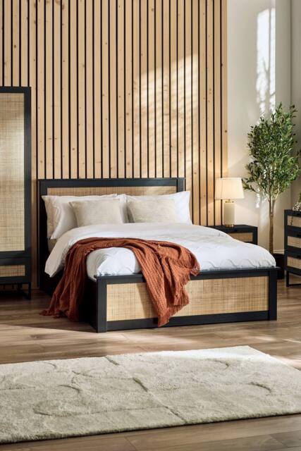 Julian Bowen Padstow Rattan Effect Ottoman Storage Bed in Black - Size: King - image 1