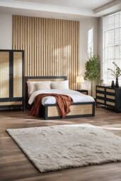 Julian Bowen Padstow Rattan Effect Ottoman Storage Bed in Black - Size: King - thumbnail 2