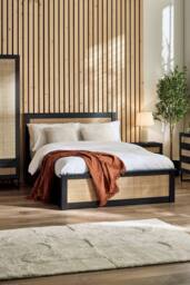 Julian Bowen Padstow Rattan Effect Ottoman Storage Bed in Black - Size: King