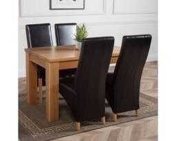 Thats Furniture Dakot 127 x 82cm Oak Small Dining Table & 4 Lola Leather Chairs in Black - Size: 127 x 82 cm - thumbnail 3