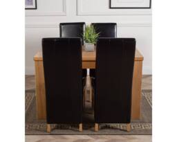 Thats Furniture Dakot 127 x 82cm Oak Small Dining Table & 4 Lola Leather Chairs in Black - Size: 127 x 82 cm - thumbnail 2
