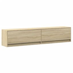 Berkfield Home TV Wall Cabinet with LED Sonoma Oak 180x31x38 cm in Brown - Size: 180 x 31 x 38 cm - thumbnail 3