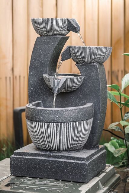 Living and Home Fiber and Resin Outdoor Garden Water Fountain in Natural - image 1