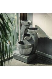 Living and Home Fiber and Resin Outdoor Garden Water Fountain in Natural - thumbnail 6
