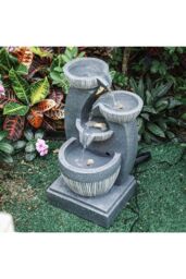 Living and Home Fiber and Resin Outdoor Garden Water Fountain in Natural - thumbnail 2