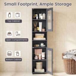 SPETLEK 170cm Cabinet for Living Room Kitchen With 2 Fluted Doors in Grey - Size: 0.5m x 1m - thumbnail 5