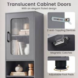 SPETLEK 170cm Cabinet for Living Room Kitchen With 2 Fluted Doors in Grey - Size: 0.5m x 1m - thumbnail 7