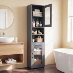 SPETLEK 170cm Cabinet for Living Room Kitchen With 2 Fluted Doors in Grey - Size: 0.5m x 1m - thumbnail 3