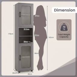 SPETLEK 170cm Cabinet for Living Room Kitchen With 2 Fluted Doors in Grey - Size: 0.5m x 1m - thumbnail 2