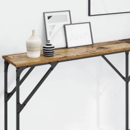 Berkfield Home Table Console Table Old Wood 180x23x75 cm Engineered Wood in Brown - Size: 180 x 23 x 75 cm - thumbnail 4