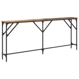 Berkfield Home Table Console Table Old Wood 180x23x75 cm Engineered Wood in Brown - Size: 180 x 23 x 75 cm - thumbnail 3
