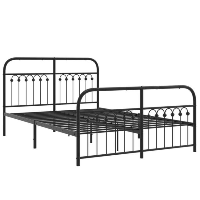 Berkfield Home Metal Bed Frame without Mattress with Footboard Black 140x190cm - Size: 140x190 cm - image 1
