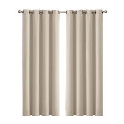 VOGREX 2Pcs Thermal Blockout Curtains 66x54in Sun Block in Beige - thumbnail 1