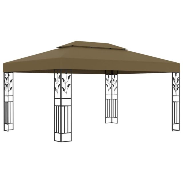 Berkfield Home Gazebo with Double Roof 3x4 m Taupe 180 g/m ² in Beige - image 1